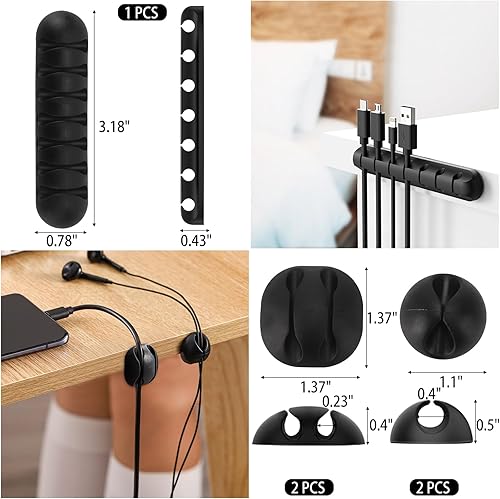 Miniatura 2 de Kit de organización de cables de 604 piezas, 4 fundas organizadoras de cables, 7 soportes para cables, 38 clips adhesivos para cables, 40 piezas + 5