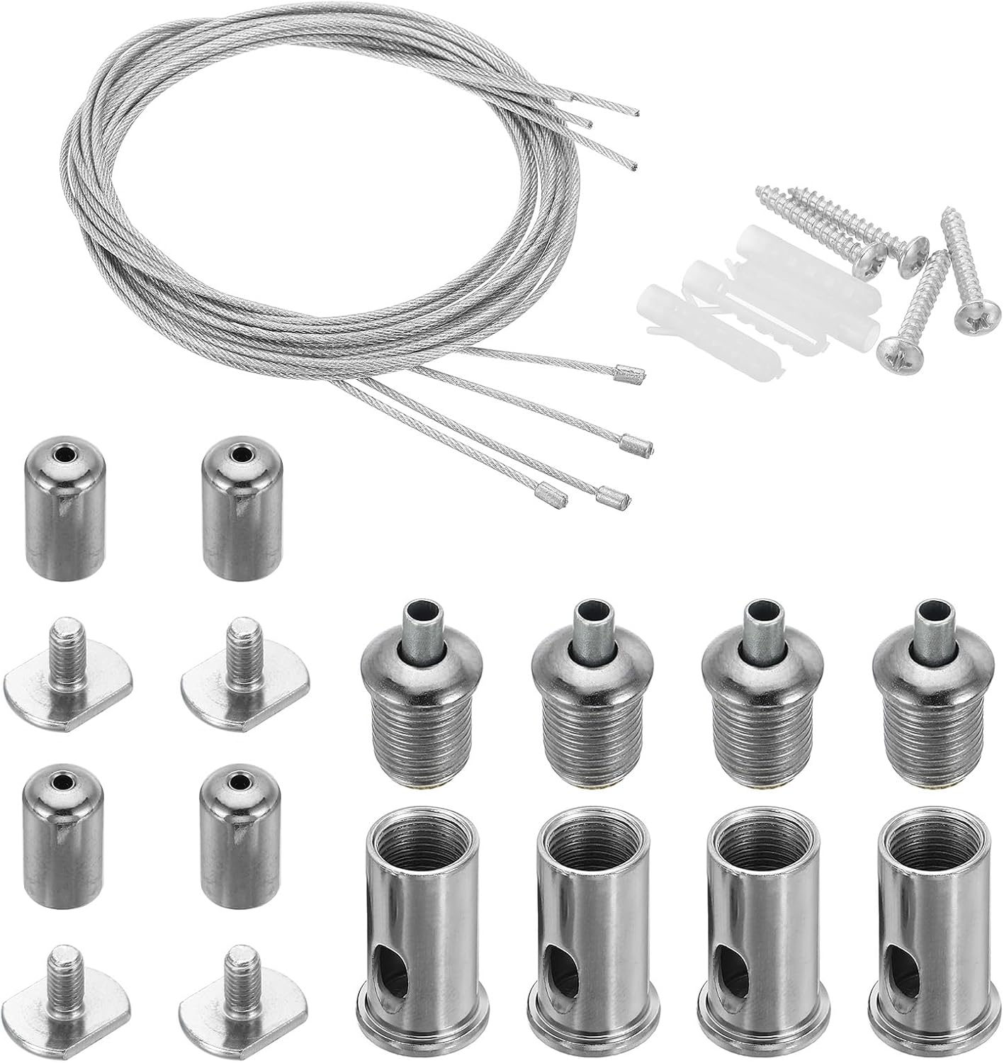 PATIKIL Ceiling Hanging Wire Cable Kit, 4 Set Lights Panel Steel