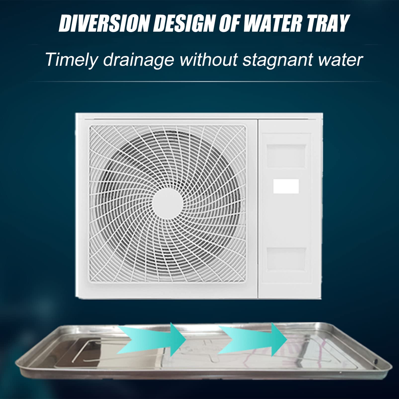 Bandeja de drenaje de condensado de acero inoxidable para bandeja de goteo de aire acondicionado, bandeja de drenaje universal dividida HVAC con tubo de drenaje, almohadilla colectora de agua para