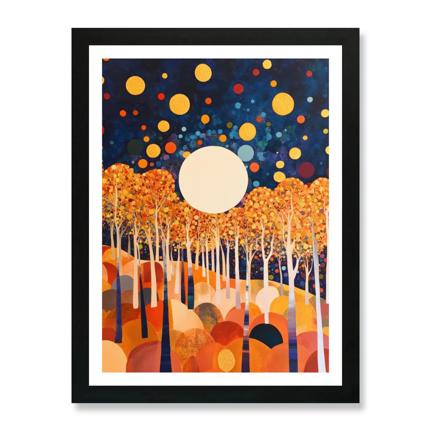 Autumn Forest 6 Framed Wall Art Poster Print Picture (Black, A4)