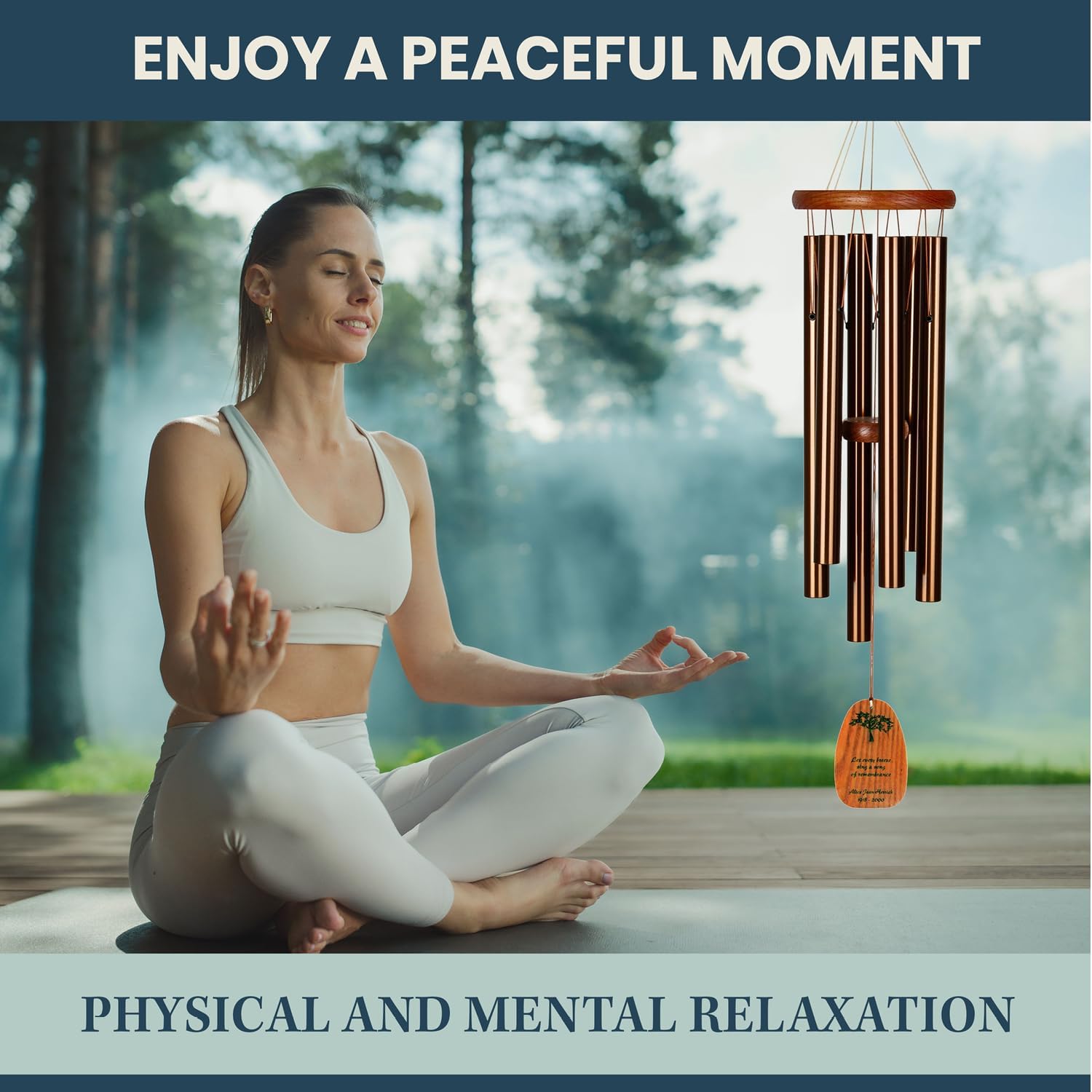 Woodstock Chimes Personalized Tree of Life Amazing Grace Wind Chime for Outside 24" Medium Bronze, Outdoor Garden Decor, Memorial Gift for Loss Loved Ones