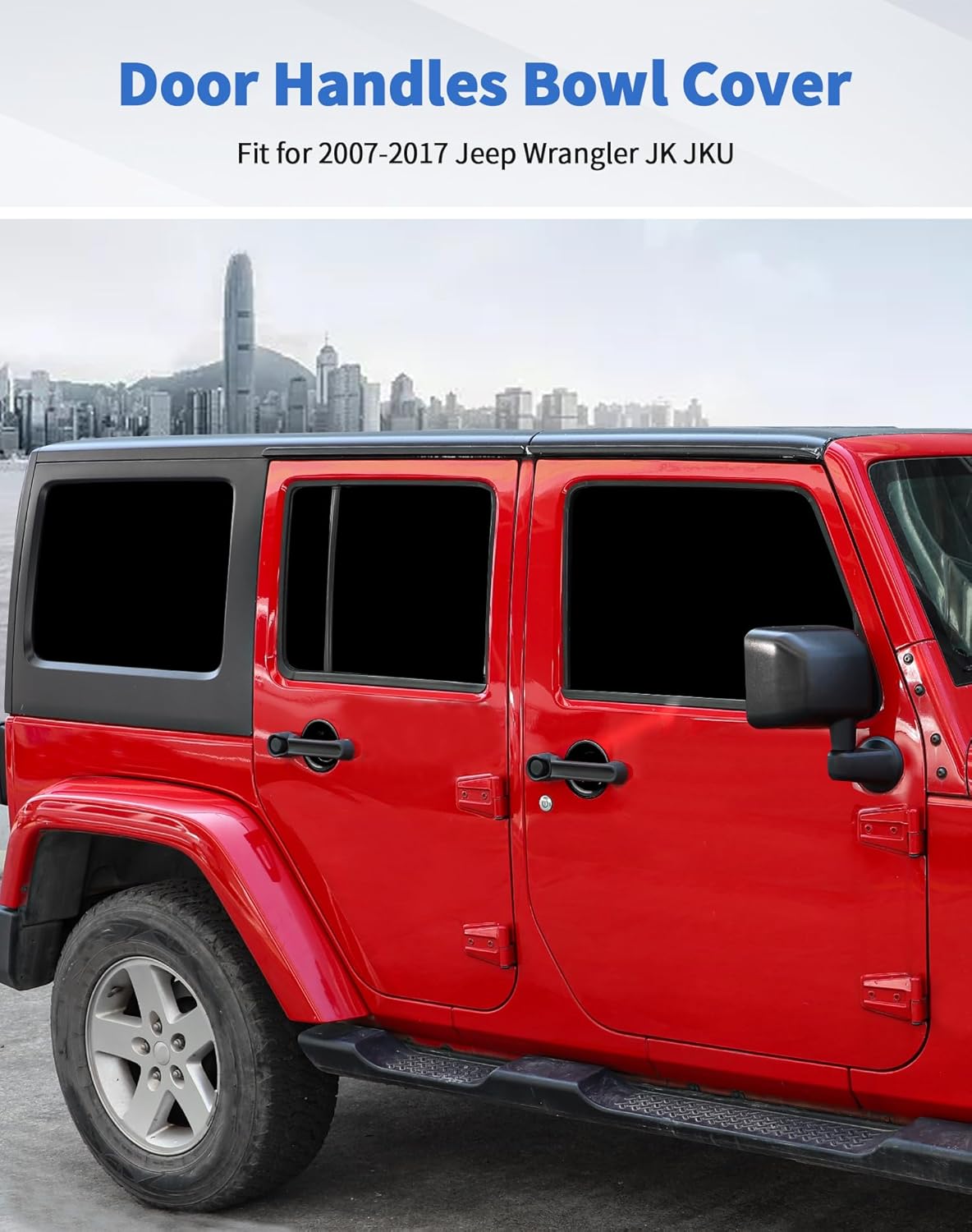 5PCS Door Handles Bowl Cover Trim Recess Guard Fit for 2007-2017 Jeep Wrangler JK JKU Exterior Decor Protect Accessories (Black)