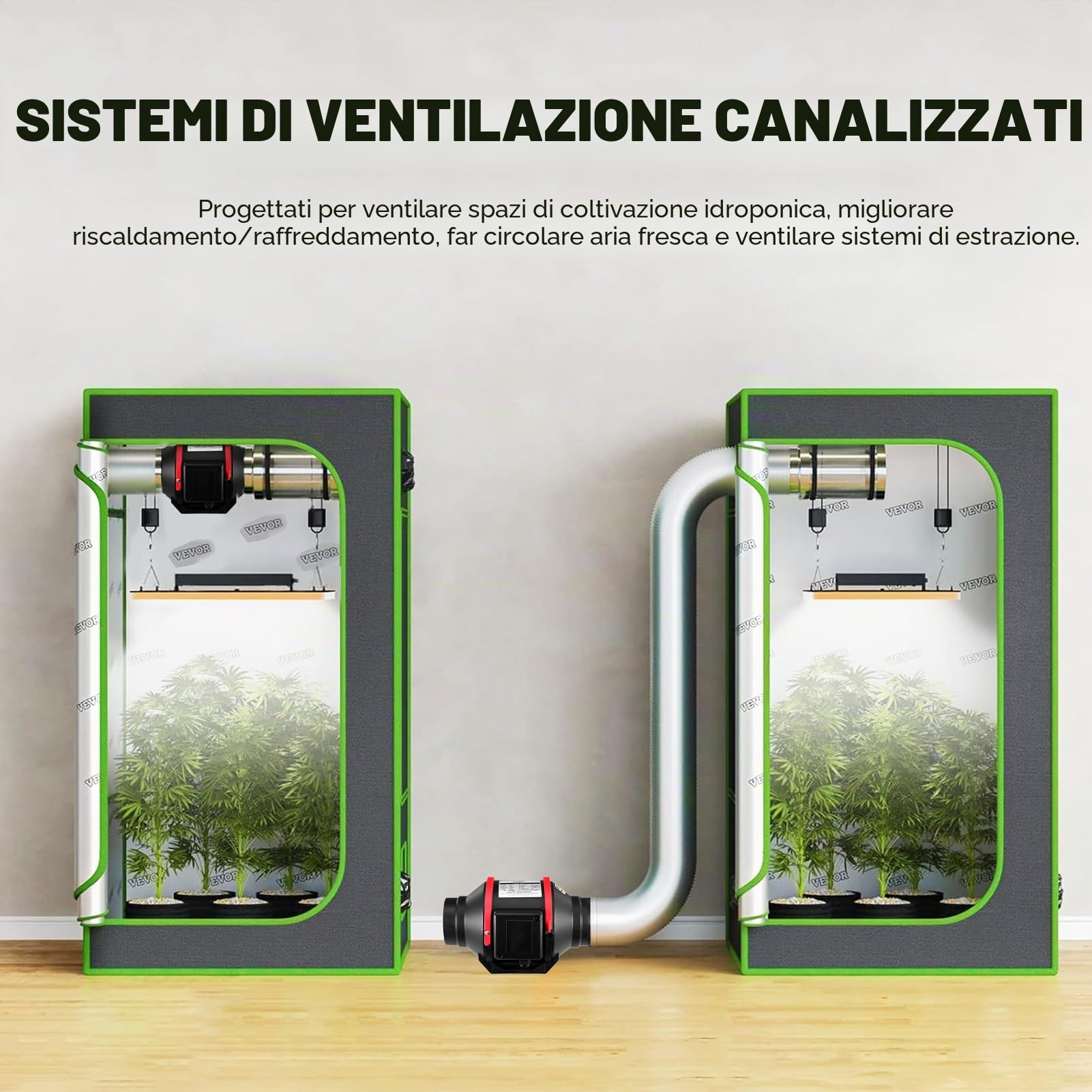 Ventilatore di condotto in linea regolabile da 100 mm per estrazione fumi, 310 m3/h ventilatore di scarico silenzioso, spina UE per bagno, tende per la crescita, ventilazione idroponica e ventola di