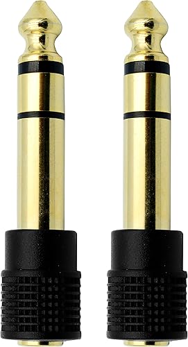 Miniatura 2 de Chadou Adaptador de audio de 0.250 in (1/4 pulgada) macho a 0.138 in (1/8 pulgadas) conector de auriculares estéreo hembra chapado en oro, paquete