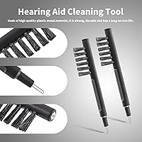 Vista 3 de Cepillo de limpieza para audífonos negros, 12 unidades, limpiador de cepillos para audífonos con imán y bucle, herramienta de limpieza