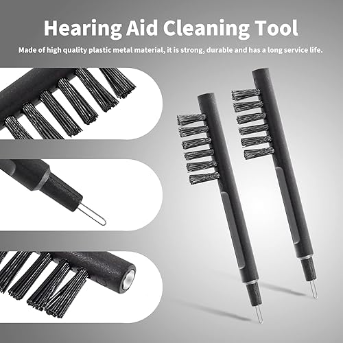 Miniatura 3 de Cepillo de limpieza para audífonos negros, 12 unidades, limpiador de cepillos para audífonos con imán y bucle, herramienta de limpieza para