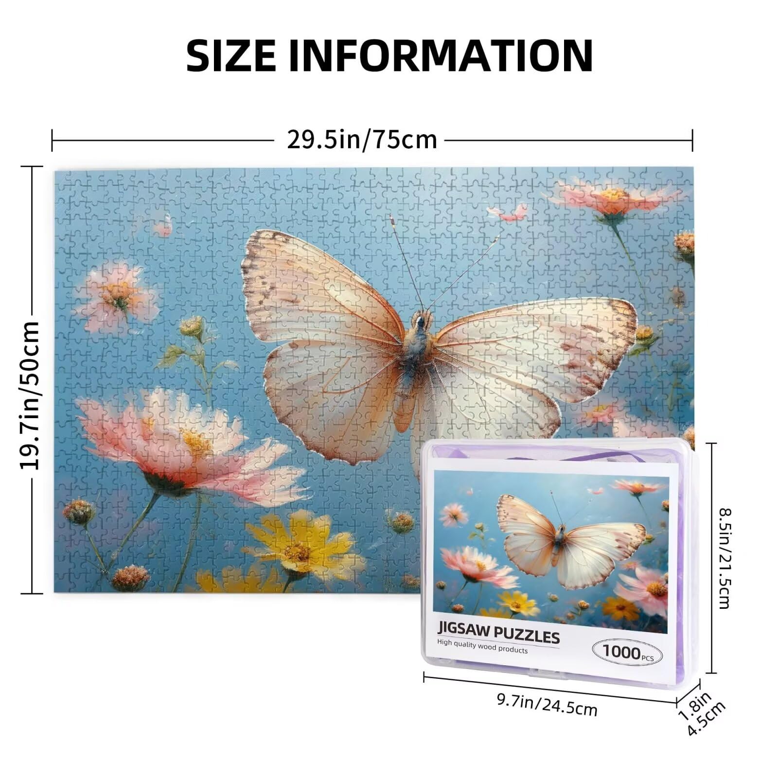 Kwiat Puzzle 4000 Sztuk Motyl Puzzle Dorośli Początkujący z pudełkiem upominkowym, DIY Interaktywne puzzle Rodzinna wymagająca gra, Relief Stres Relief Home Wall Room Decor Art Prezent dla mężczyzn 87