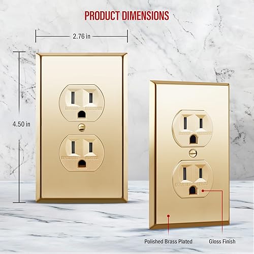 Miniatura 86 de ENERLITES Elite Series Duplex Receptacle with Screwless Wall Plate, Residential Grade Duplex Outlet, Tamper-Resistant, Grounding, 15A 125V, UL Silver