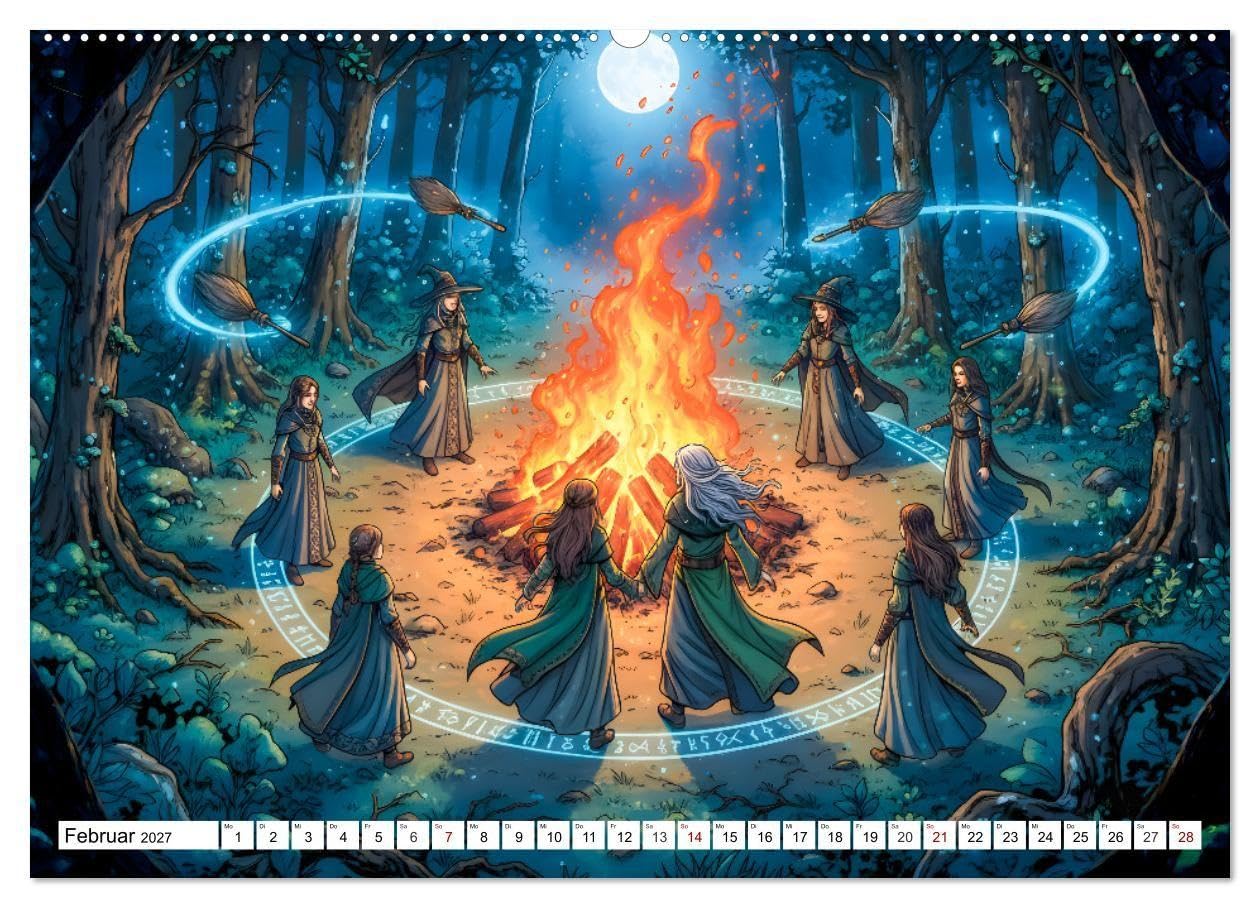 Die Walpurgisnacht - Alruns großes Hexenabenteuer (Wandkalender 2027 DIN A2 quer), CALVENDO Monatskalender: Eine fantasievolle, kind- und ... Überlieferungen neu erzählt. (CALVENDO Kunst)