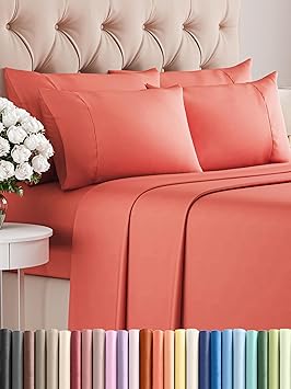 Queen 6 Piece Sheet Set - Comfy, Breathable & Cooling - Hotel Luxury Bedding for Women, Men, Kids, Teens and Children - 1 Fla
