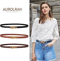 Vista 117 de Cinturón de cuero clásico con hebilla de metal para mujer con vestido de jeans Aah-negro-clásico