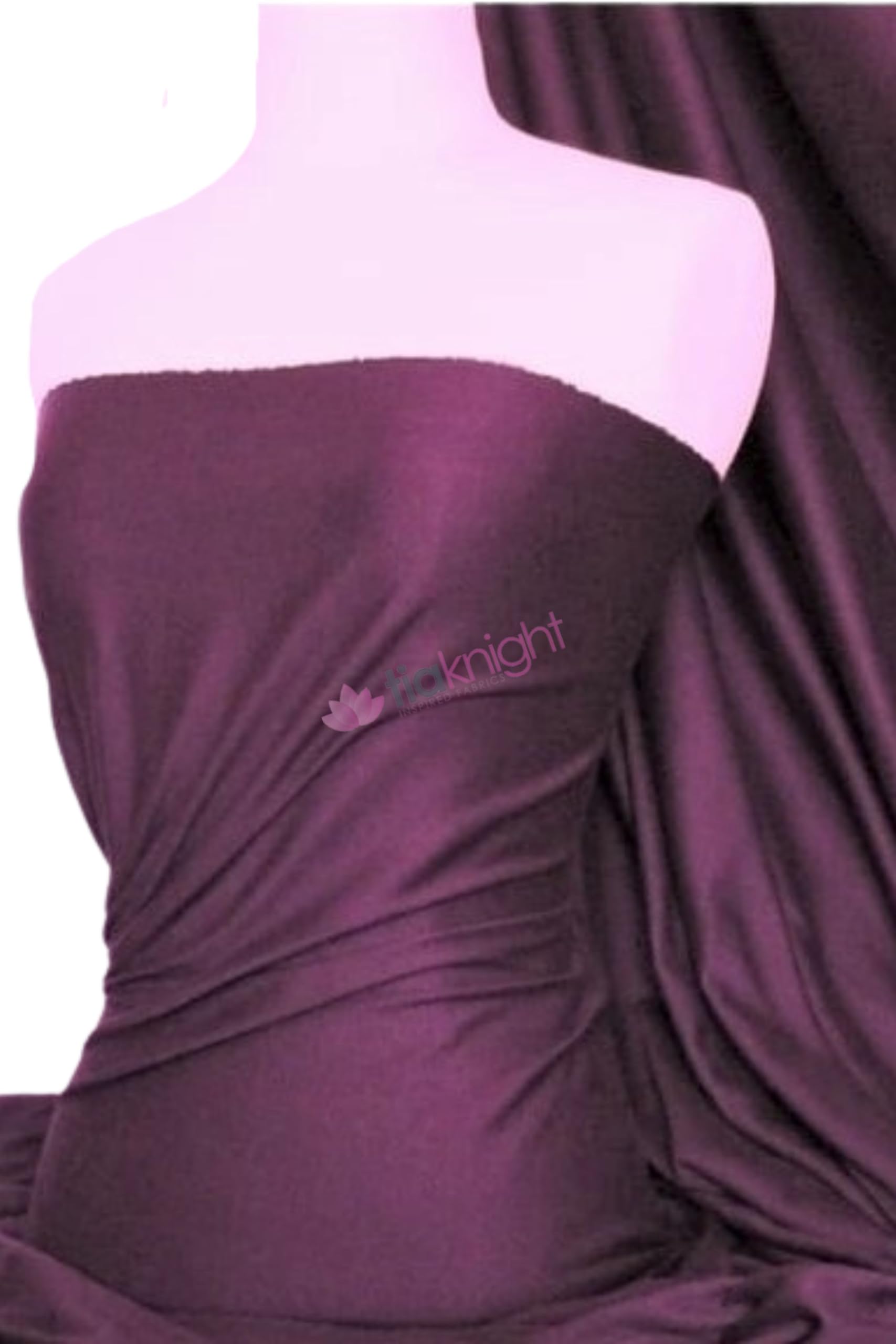 Tia Knight Aubergine 100% Cotton Single Jersey Fabric | Soft Stretch T-Shirt Material | Over 50 Colours | Oeko-Tex Certified | Same Day Dispatch | By (Aubergine)