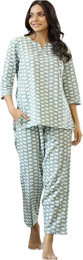 BLACK TEETAR Women’s Printed Night Suit Set Pajama with Top Lightweight Soft & Comfy Sleepwear for Girls & Women