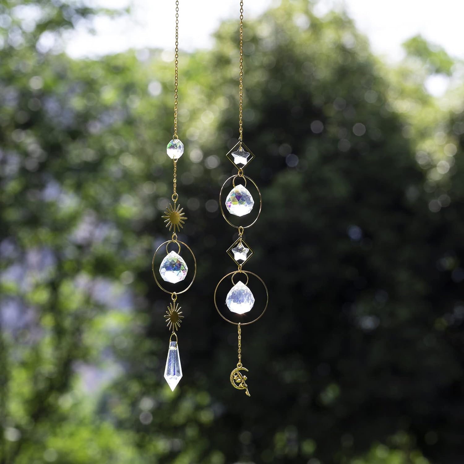 MerryNine Prisma Catturatore Di Sole In Cristallo K9 – Set Da 4 Pezzi Con Ciondoli Arcobaleno Per Finestra E Giardino