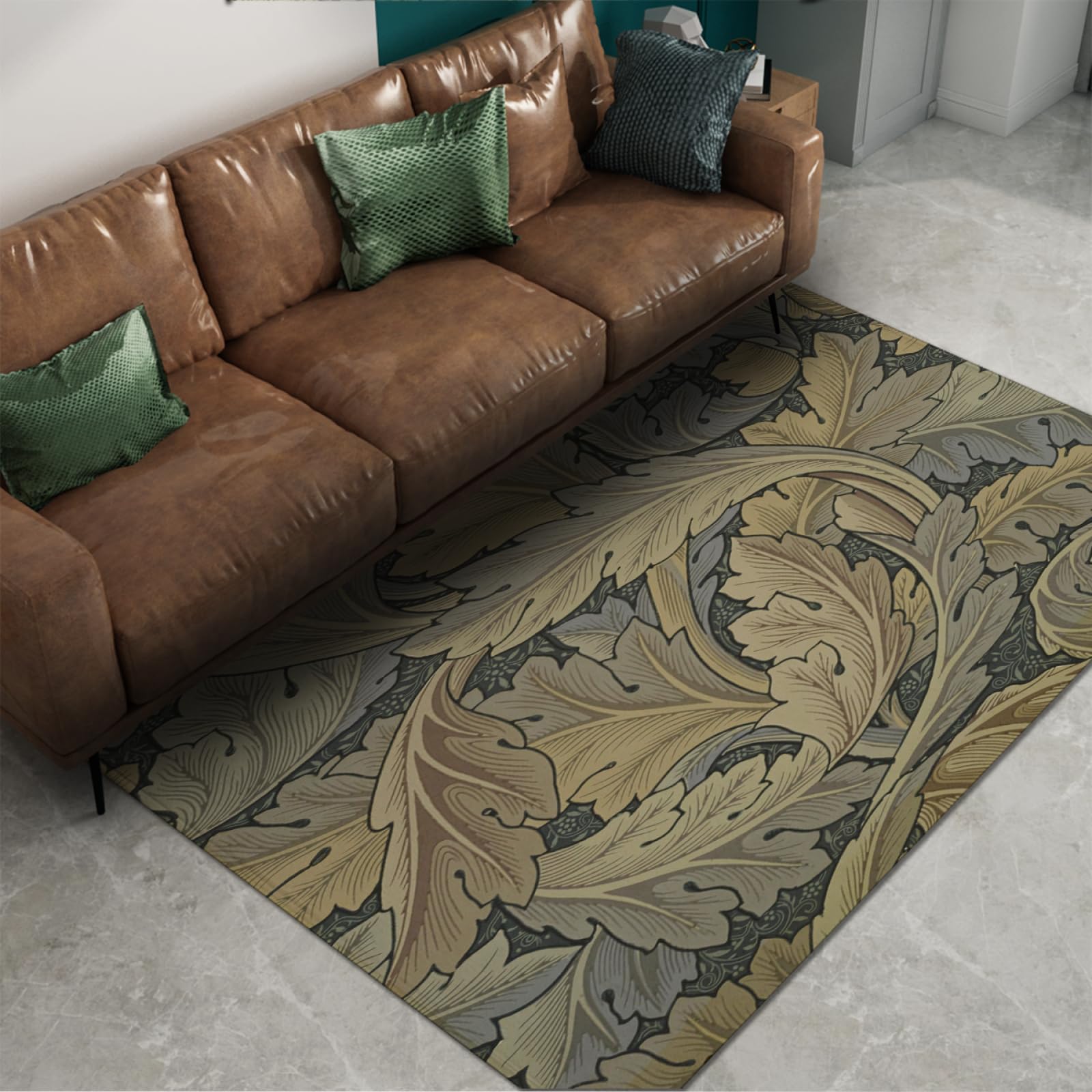 Tapis de sol anti-glisse pour éviter les chutes avec motif de feuilles élégantes