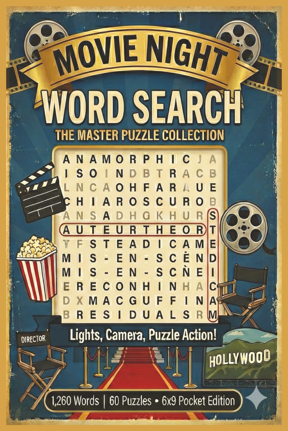 Movie Night Word Search: The Master Puzzle Collection: Lights, Camera, Puzzle Action! | 1,260 Words for Film Buffs & Cinephiles | 6x9 Pocket Edition