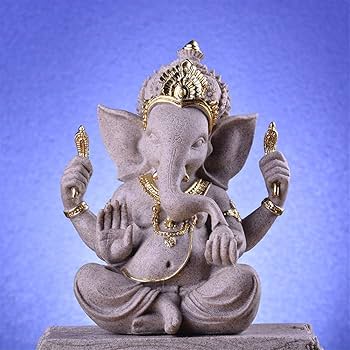 Amazon.co.jp: 仏像 砂岩インド象神ガネーシャの置物小像インド