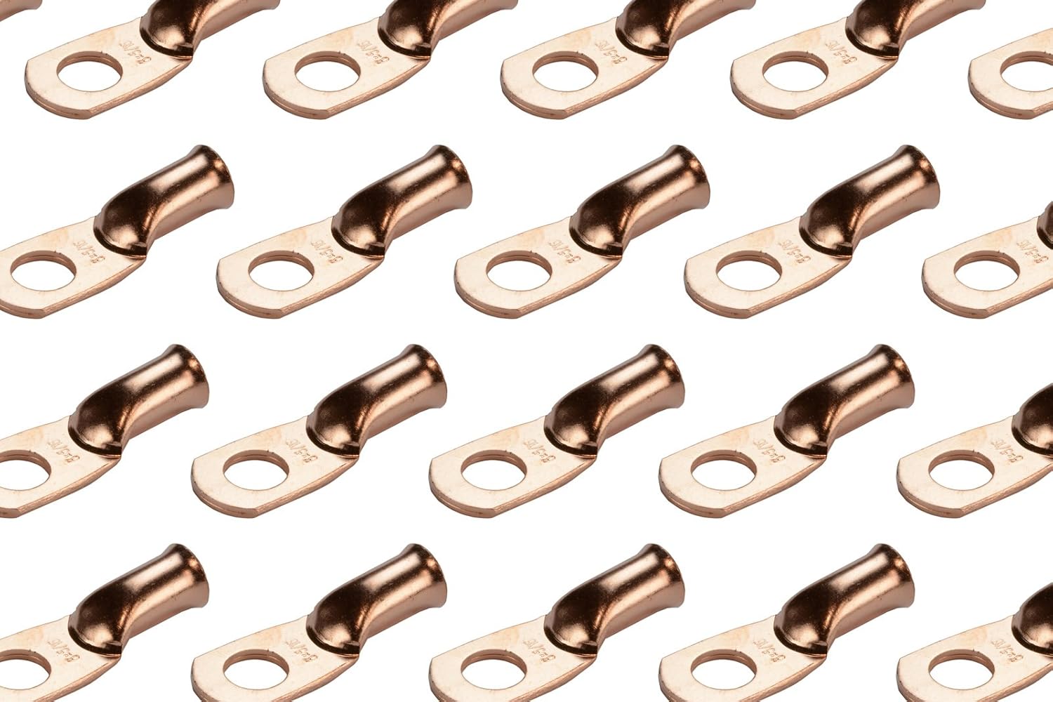 TEMCo 100 Pack Bare Copper Welding Battery Cable Ends, Lugs Terminal 6 AWG 5/16" Hole (6 AWG to 1/0 AWG Options Available)