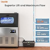 Vista 2 de Cleartide Condensate HVAC Pump, Ultra-Quiet 25dB, 1/50 HP 110 GPH, Automatic Condensate Removal Pump with Safety Switch for Air