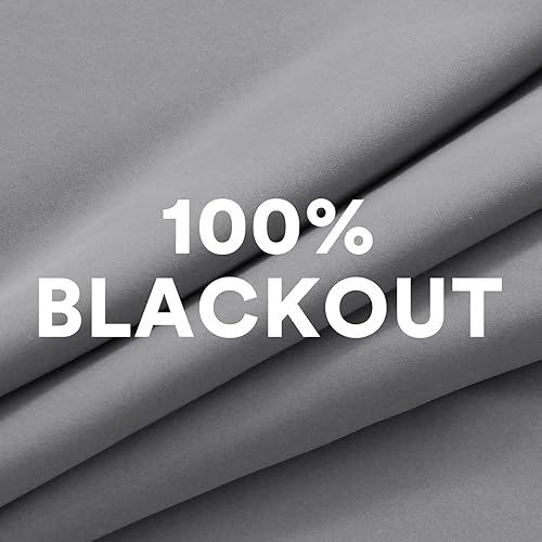 Miniatura 8 de PrinceDeco Cortinas 100% opacas para dormitorio, 54 pulgadas de largo, con aislamiento térmico, bloqueo de luz completa, con forro negro, cortinas