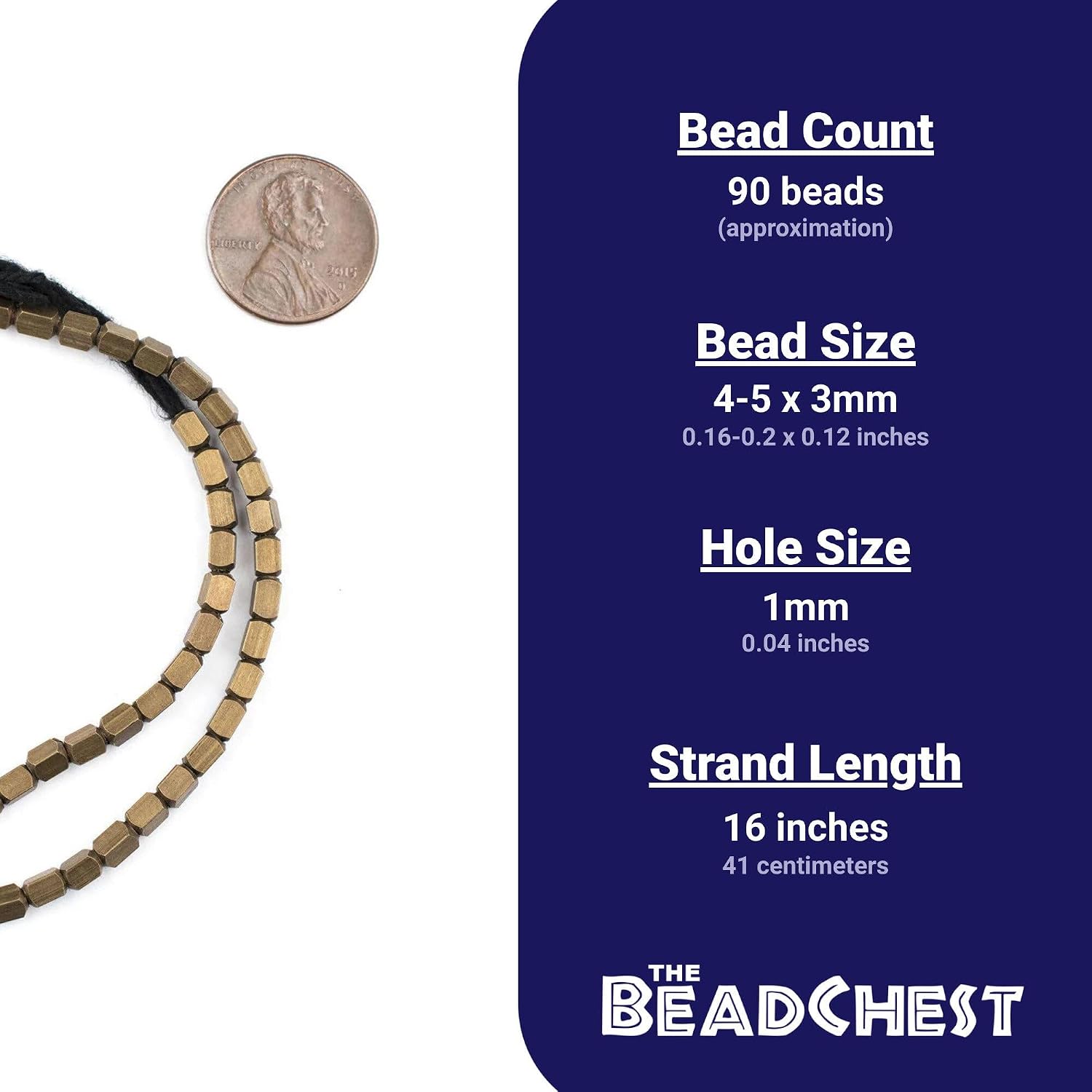 The Bead Chest Antiqued Brass Cube Beads 3mm 16 Inch Strand