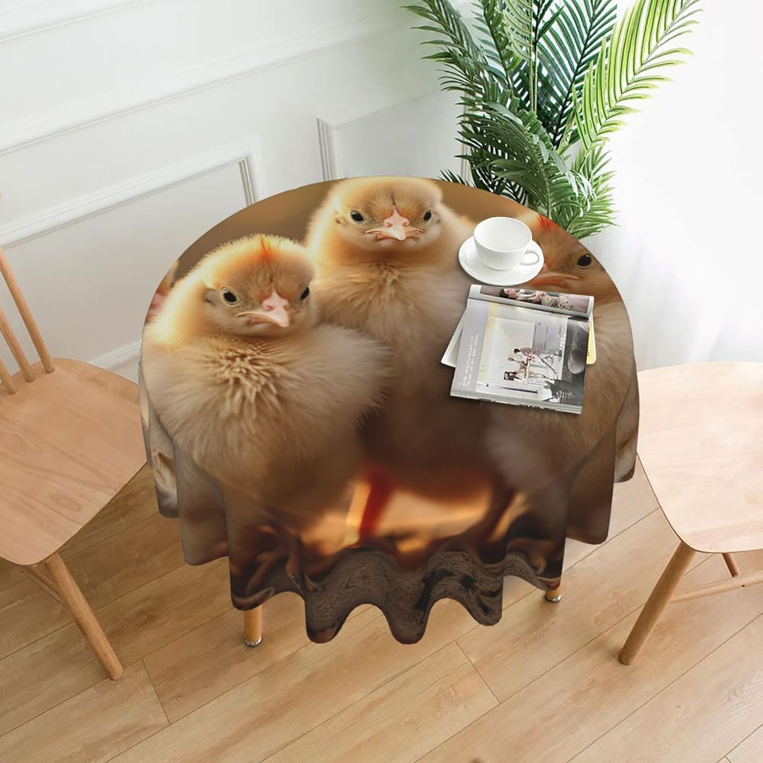 A Brood of Chickens1 Print Wrinkle Free Dining Table Cover for Birthday Party Farmhouse Tablecloths Up to 60 x 60 Inches