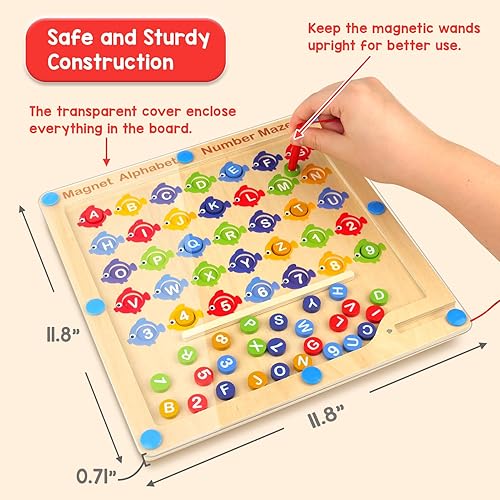 Miniatura 3 de Laberinto magnético de números de color del alfabeto Juguetes Montessori de habilidades motoras finas para niñas y niños, rompecabezas de letras