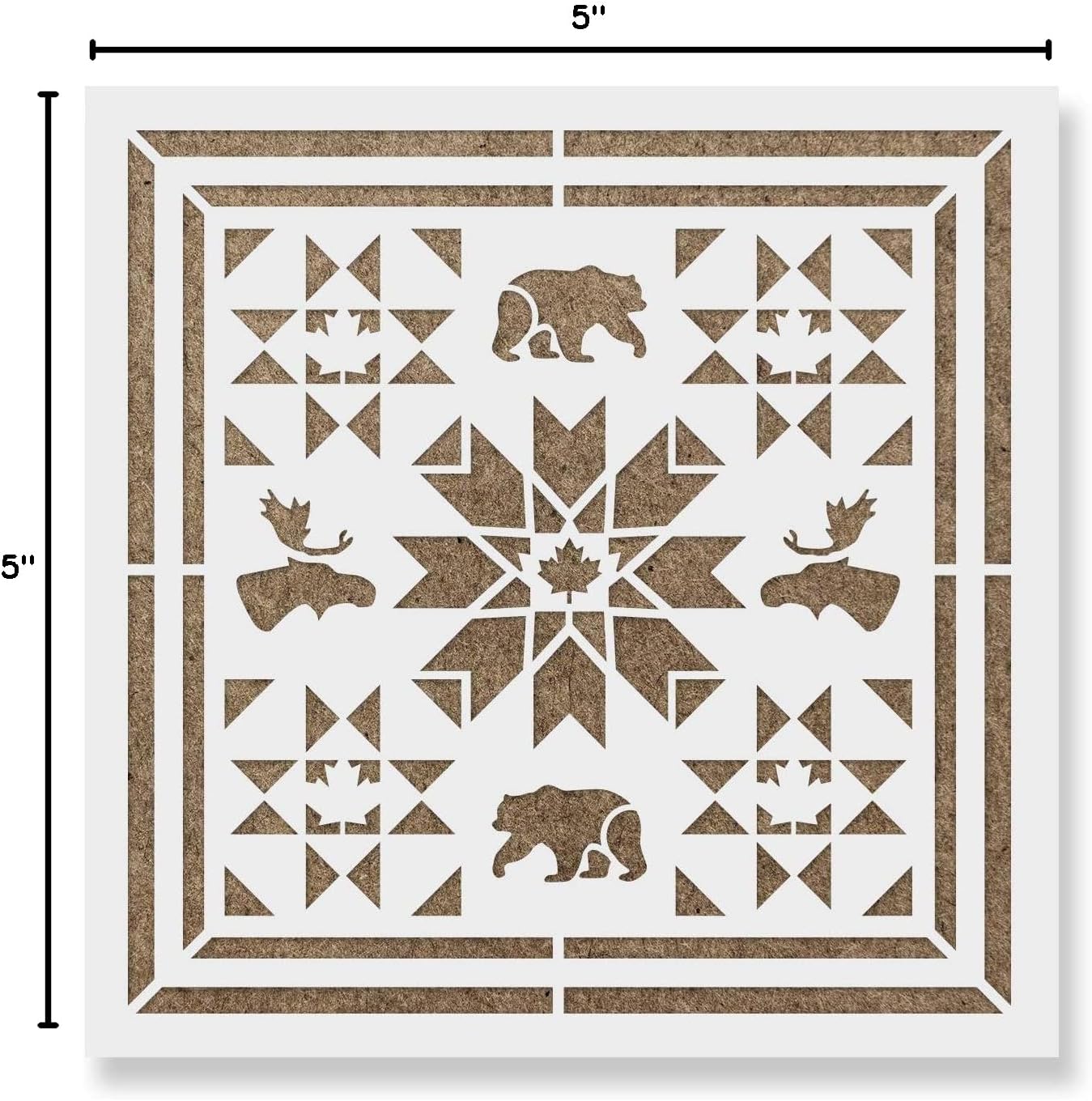 Oh Canada Barn Moose Bear Quilt Stencil - Ideal for Country-Themed Art and Craftwork: Explore Farmhouse Craft Ideas