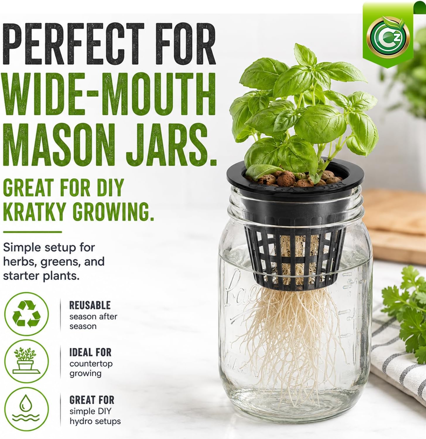 Cz Garden 3 Inch Net Pots, 25 Pack Heavy Duty Hydroponic Net Cups with Wide Rim, Slotted Mesh for Orchids, DWC, Kratky & Wide Mouth Mason Jars image 3