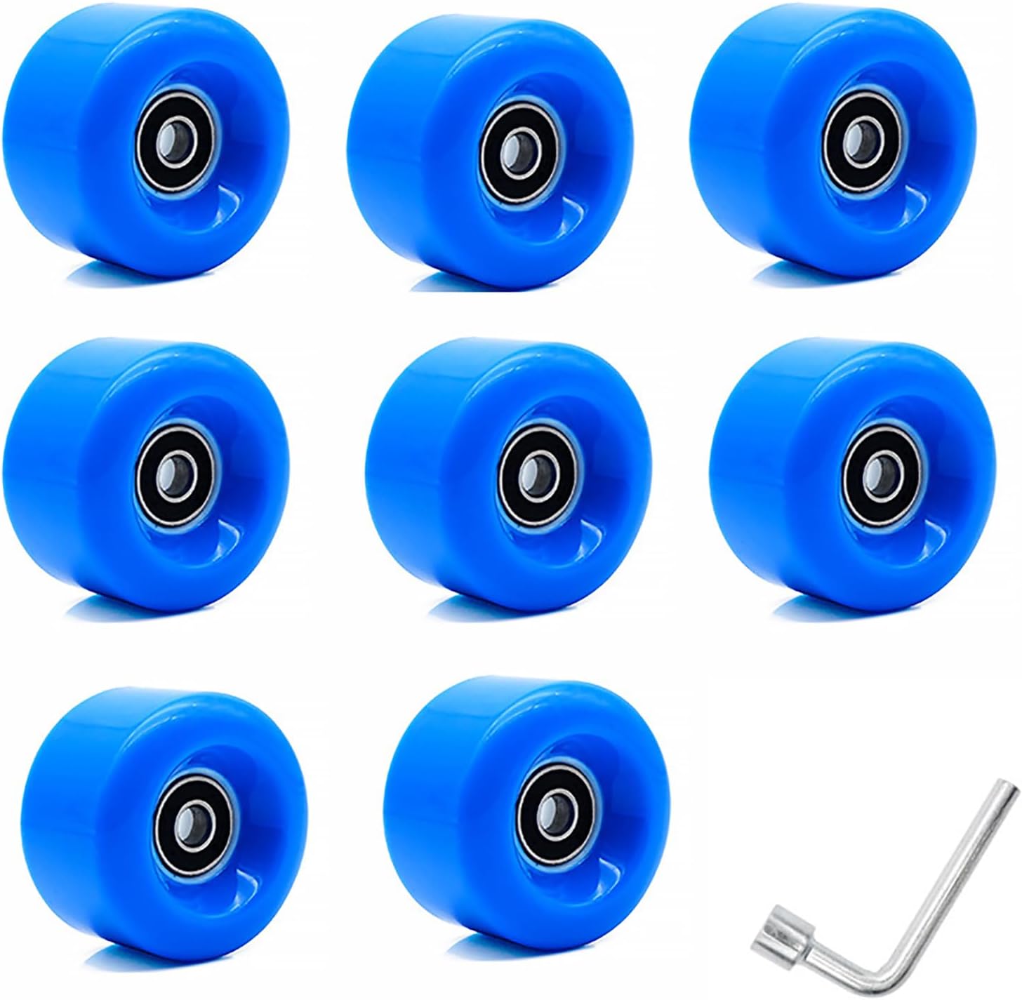 Inline Skate Wheels Outdoor & Indoor 82A (32 X 58 mm) for or Double Row Skating, Roller Skating Replacement Accessories, 8 Pack, Blue