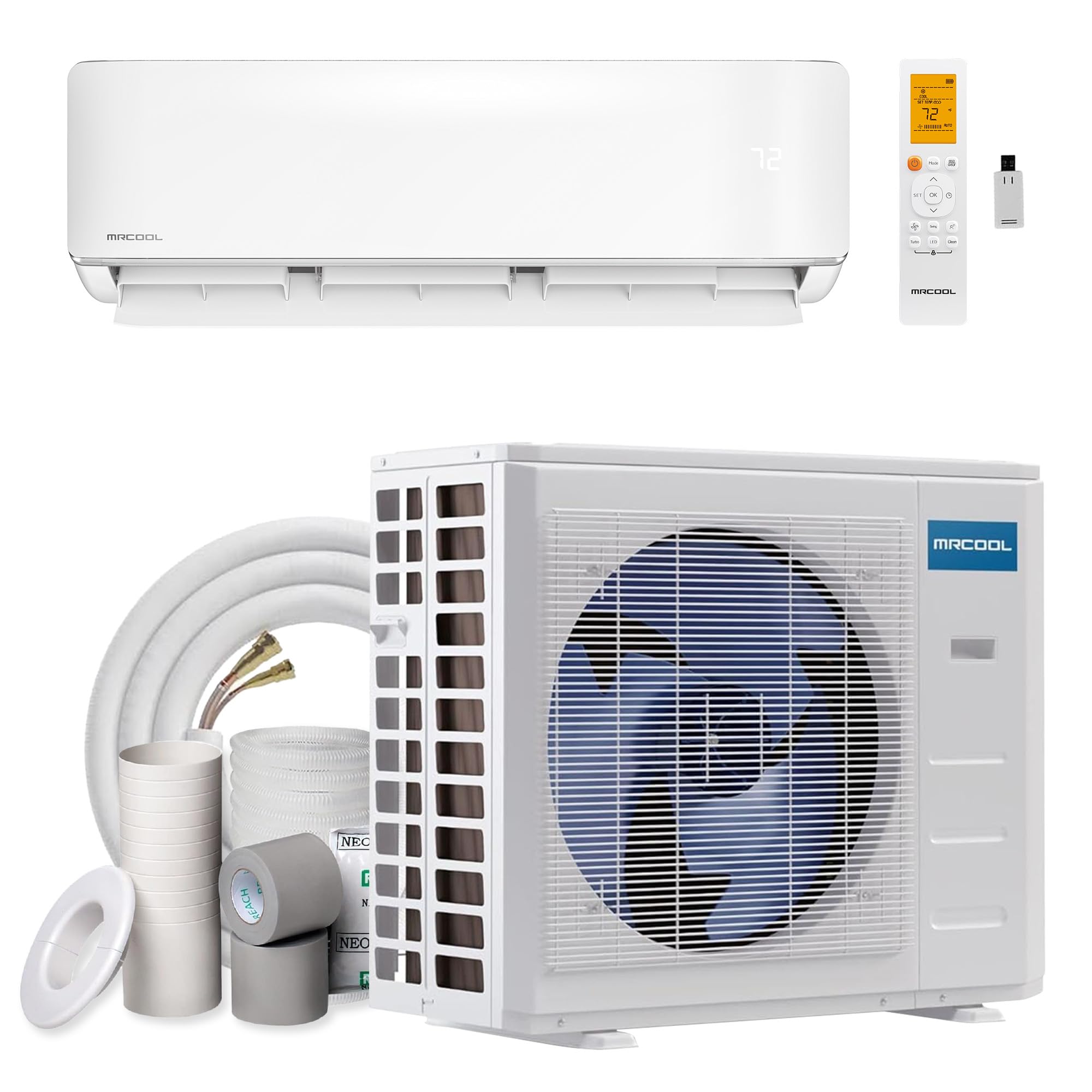 Photo 1 of **LOOKS NEW. MOLD SMELL. ONE BOX OF TWO. SELLING FOR PARTS AS PARTIAL SET****MRCOOL 24000 BTU 230V Ductless Inverter Mini Split Air Conditioner & Heat Pump System, 5th Gen DIY - Wall-Mounted AC Unit w/ Heating and Cooling for Home, Office & Commercial Spa