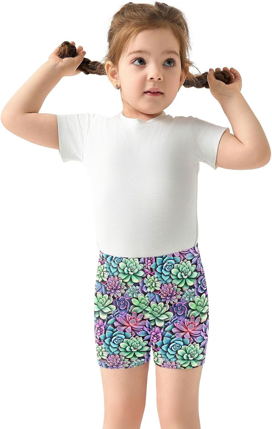 Plant Dark Teal Girls Bike Shorts Toddler Soft Cotton Cartwheel Under Dress Dance Shorts