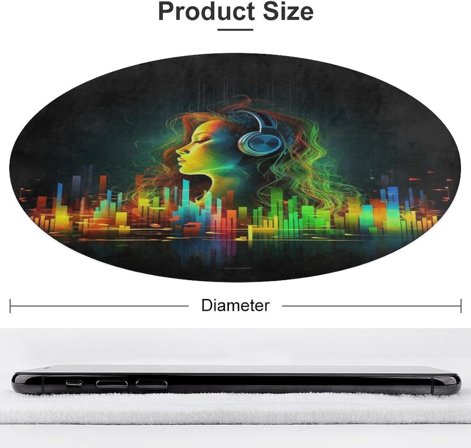 Round Area Rugs for Living Room, Washable Boho Round Rug for Dining Room Table, Non-Slip Circle Floor Mat Cool Music Carpet for Bedroom Office Bathroom Mat 90 * 90cm