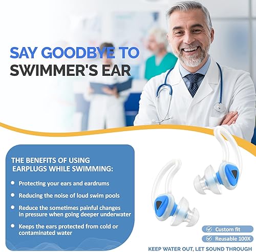 Miniatura 3 de Softvox Tapones para los oídos para nadar, tapones para los oídos para adultos, hombres, mujeres y adolescentes, bloquean el agua, ultra suave,
