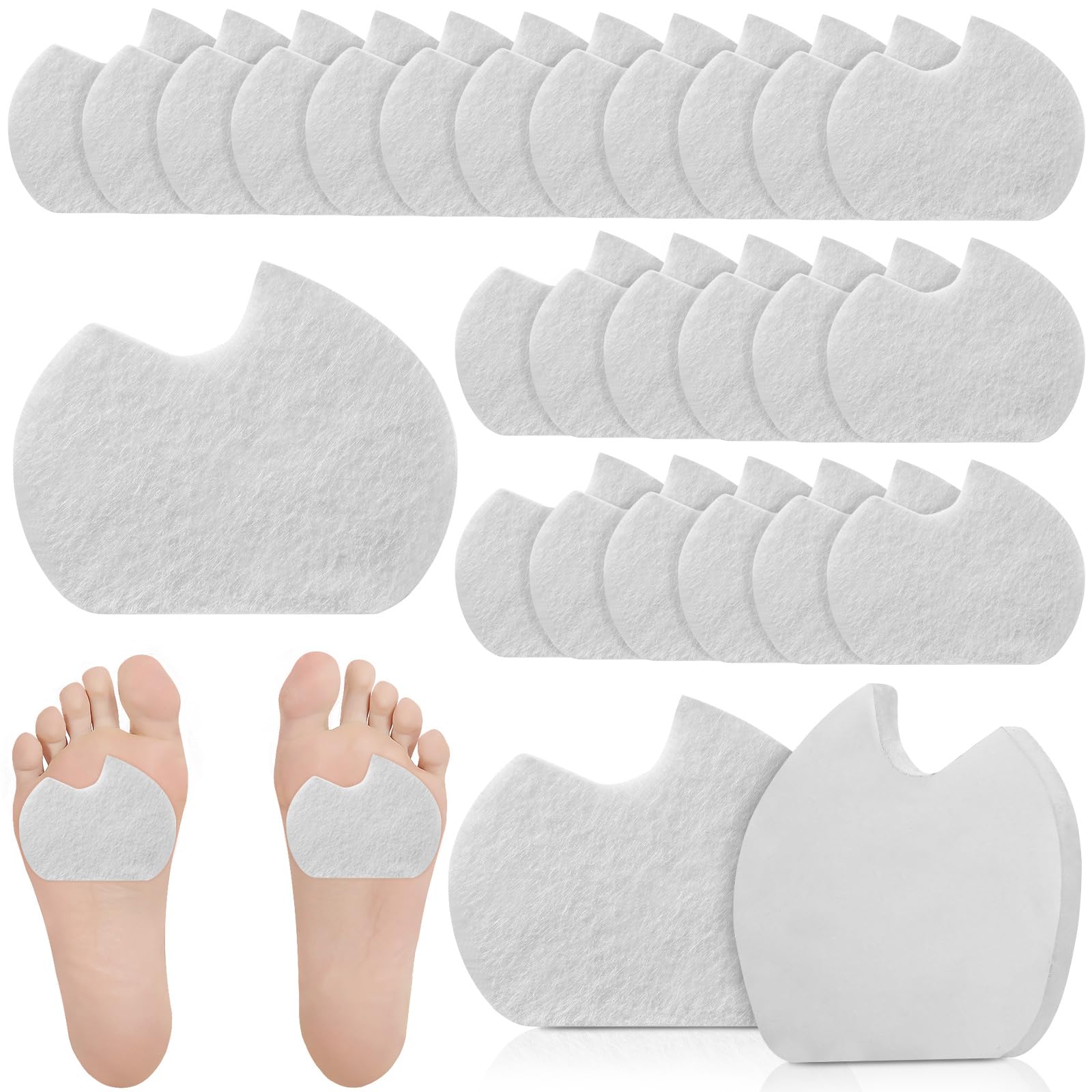 24 Pieces Foot Pads for Dancer Sesamoiditis Pads for Ball of Right Feet Pain Felt Forefoot Cushion Self Adhesive Foot Cushion for Men Women Dancing Pain Relief(White)