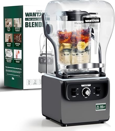 Wantjoin Licuadora comercial silenciosa para cocina, batido de proteínas, máquina eléctrica profesional de alimentos para puré, batido, jugo, bebida
