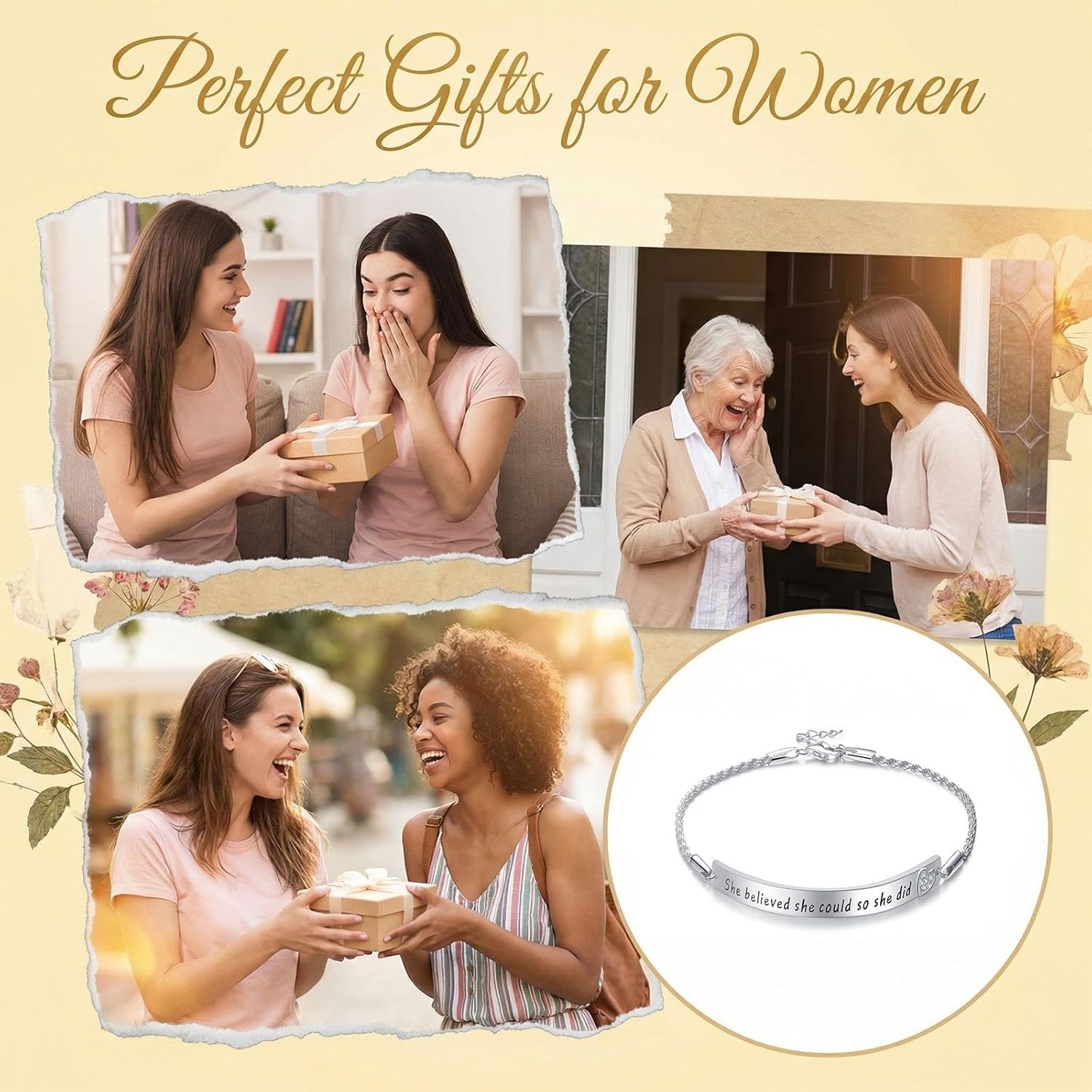 Sister Bracelets for Women Silver Bestie BFF Best Friend Bracelets 7.5+1.5 Inches “Always My Sister Forever My Friend” Friendship Jewelry Gifts for Birthday Christmas Graduation