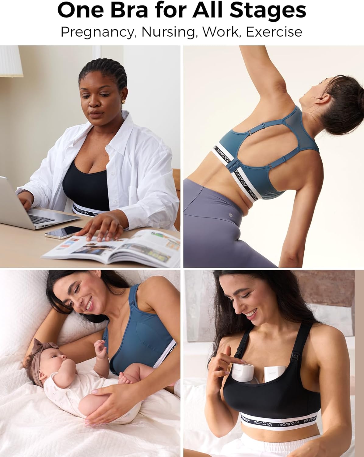 Momcozy Nursing Bras for Breastfeeding, FB011 Low-Impact Nursing Sports Bra Support Maternity Pregnancy Padded Wireless Bra - Image 6