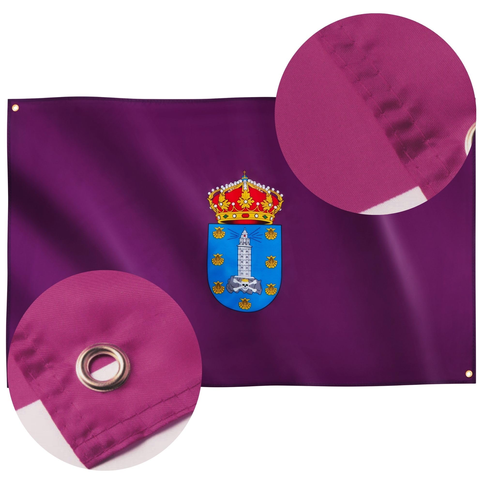 Runesol A Coruña Flag, 91x152cm, 3ft x 5ft, 4 Grommets, Eyelet In Every Corner, Spanish Regional Flag, La Coruna - Image 4