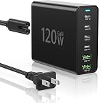 USB C Bloc du chargeur, 6 Ports USB Hub de chargeur mural, 120W USB Station de recharge, Multiport USB C Adaptateur d'alimentation compatible avec iPhone17 16 Pro Max/16/14/13/12/15, Samsung Galaxy, iPad Pro, Comprimés