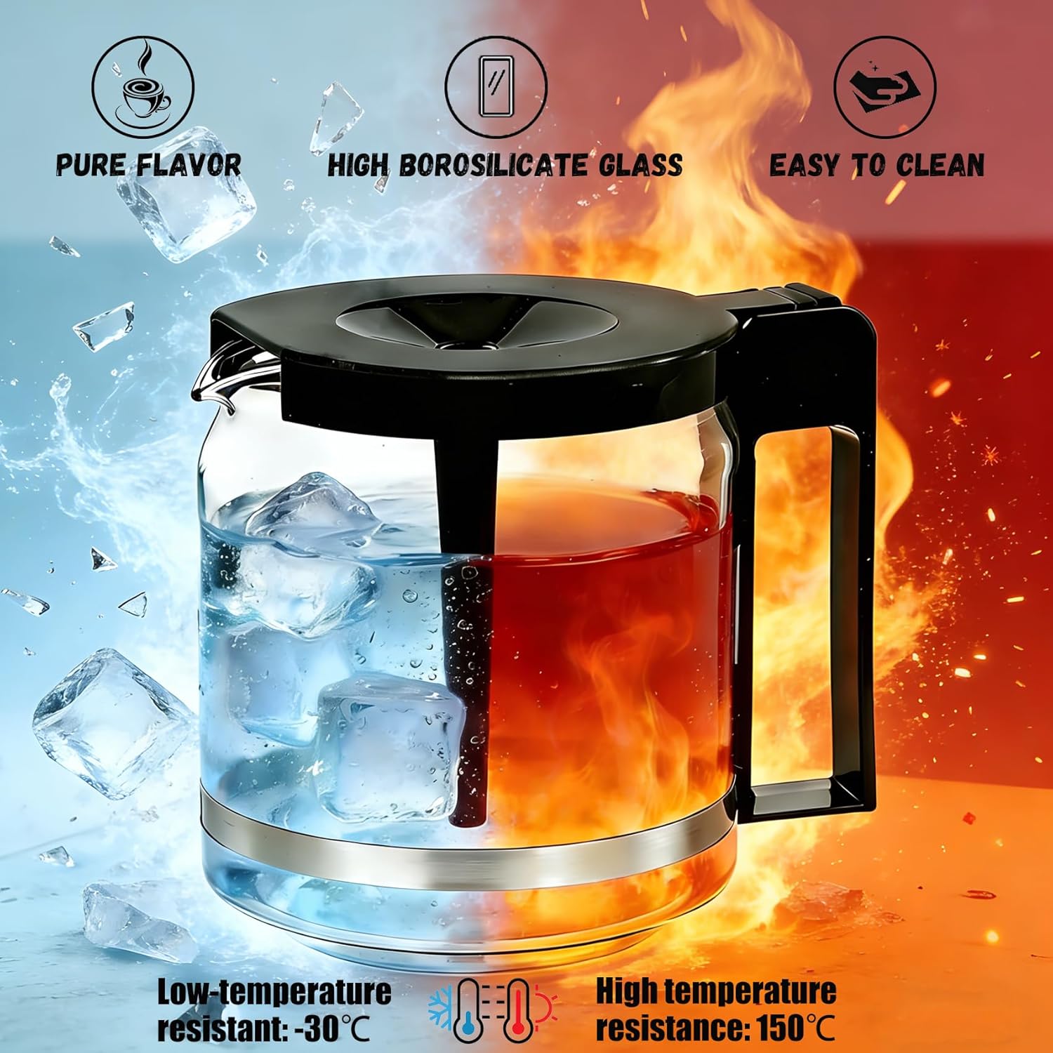 Carafe Compatible With Technivorm 89830 1.25L/40oz Glass Carafe, 10 Cup Carafe Replacement Compatible With Moccamaster KBG/CDG/KBGV Select/CD Series Coffee Machines, Scratch-resistant and durable. - Image 5