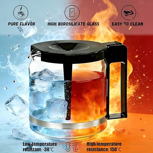 Miniatura 5 de Jarra compatible con Technivorm 89830 jarra de vidrio de 1.25L40 onzas, 10 tazas de repuesto compatible con máquinas de café Moccamaster KBGCDGKBGV