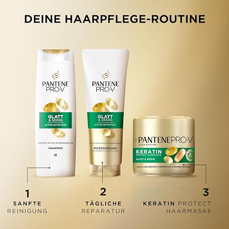 Pantene Pro-V Smooth & Silky Shampoo 1000 ml Pump Dispenser For frizzy hair protects hair bindings without silicone mineral oils and dyes Active Nutri-Plex technology