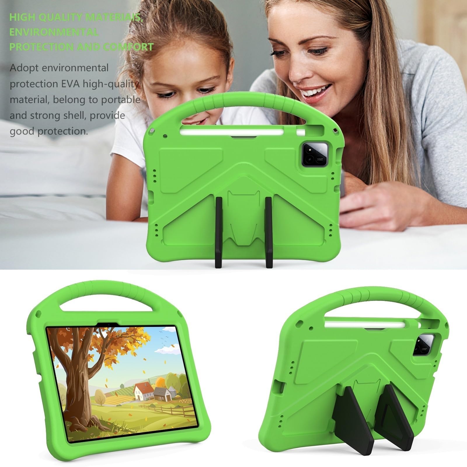 Do Walmart Onn 27.6 cm Pro 2024 Model 100146660 etui dla dzieci, lekki pokrowiec na tablet EVA z regulowanym paskiem, odporny na wstrząsy uchwyt i podpórka dla dzieci, przenośna powłoka ochronna