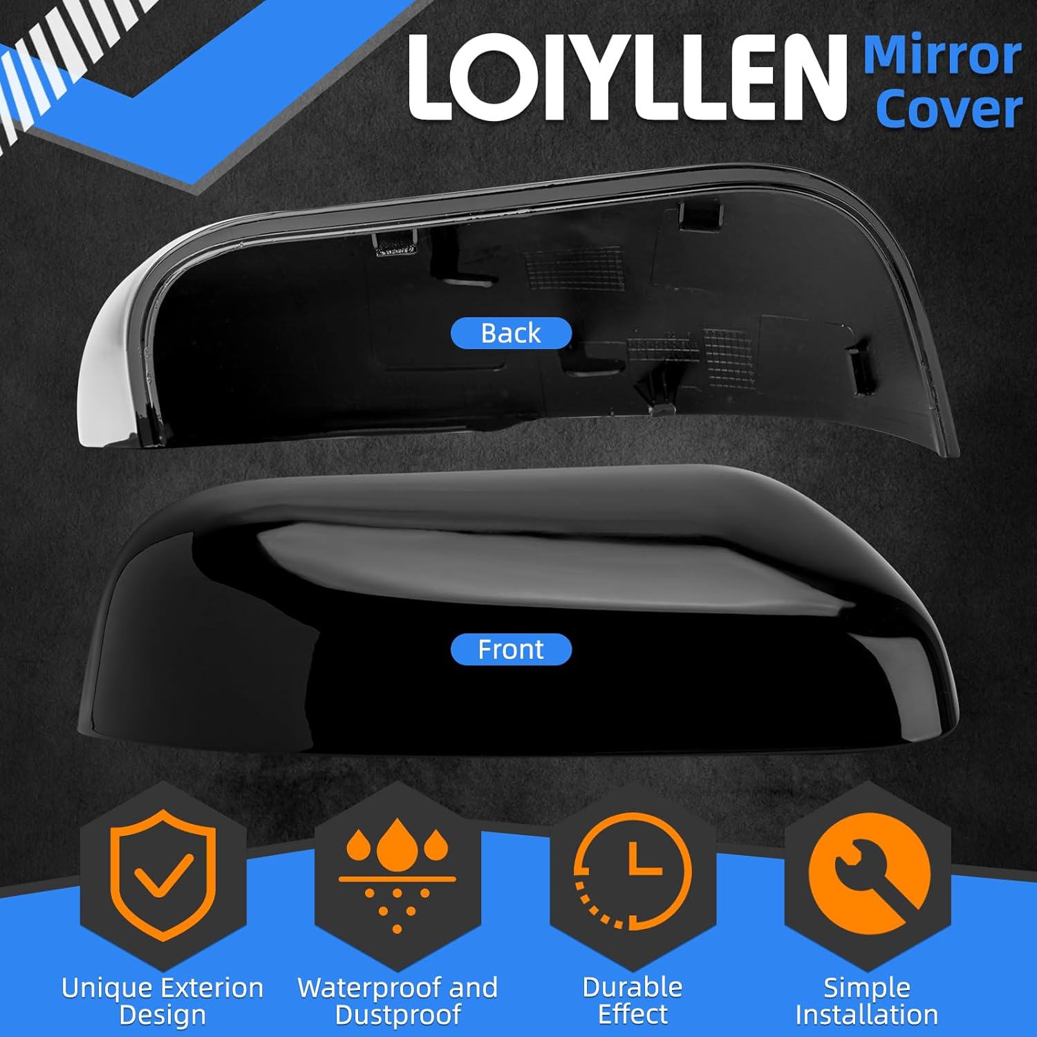 Passenger Side Mirror Cover Replacement for Ford Explorer 2016 2017 2018 2019 - Right Side Mirror Covers, Rear View Mirrors Cap Accessories Black