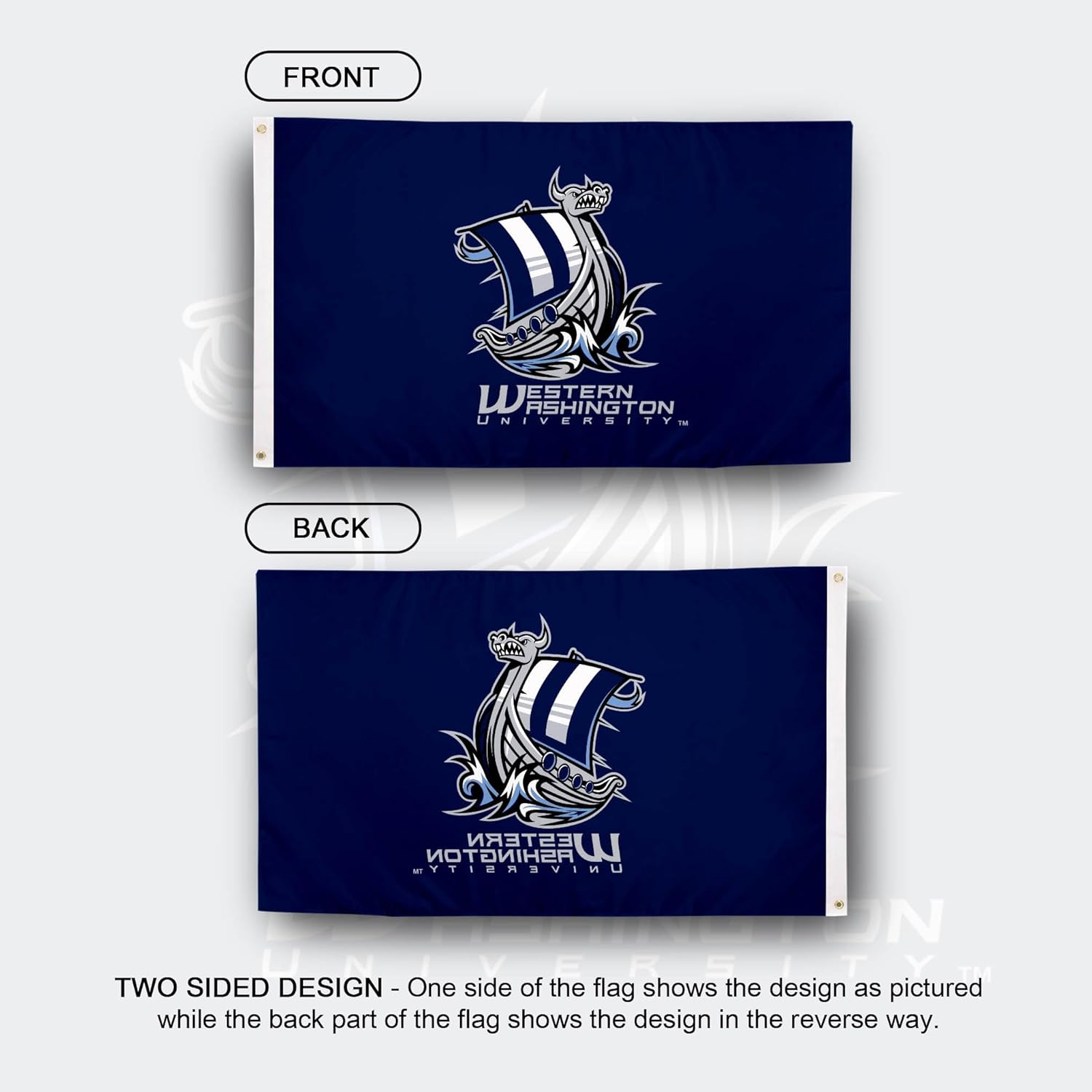 Desert Cactus Western Washington University WWU Flag - 3 x 5 Feet Vikins Banner, Indoor/Outdoor Durable Fabric, 100% Polyester Design (Style 2)