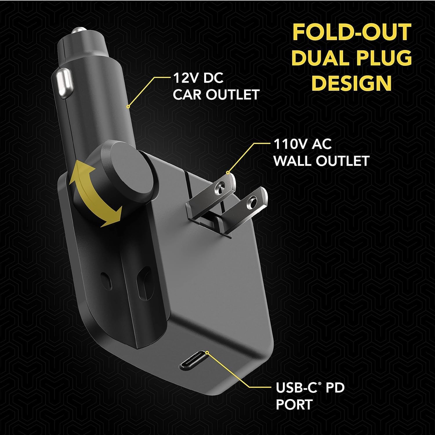 Scosche HCPDC20 PowerVolt 20W 2-in-1 Fast Travel Charging Station, Foldable Home Plug & Car Charger Adapter for iPhone 14/13/12/11, iPad, Samsung Galaxy S22/S21, USB-C Devices, AirPods & More