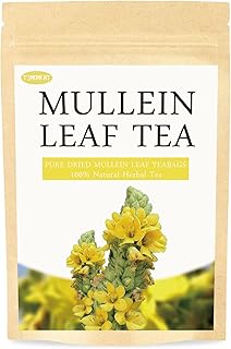Mullein Leaf Tea Bags, Lungs Cleanse and Respiratory Support, Natural Mullein Herbal Teas, Caffeine Free, 18 Tea Bags, 2g/bag