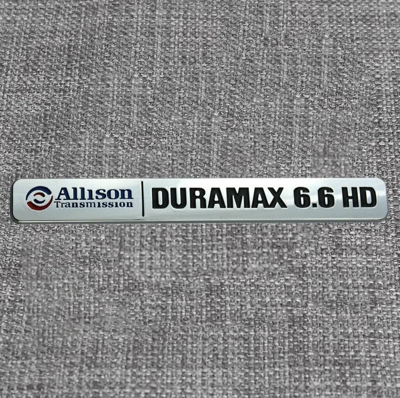 Image of 2Pcs Allison Transmission 6.6Hd 6.6 Hd Emblems 3D Badge Decal Compatible with Dura-max 2500Hd 3500Hd Silverado Sierra Truck (Chrome Black)