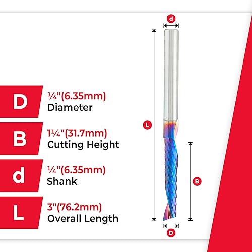 Miniatura 119 de Amana Tool Spektra 51446-K, 51446-K, 1/8 D x 3/4 CH x 1/4 SHK x 2-1/2 pulgadas de largo, acabado de espejo